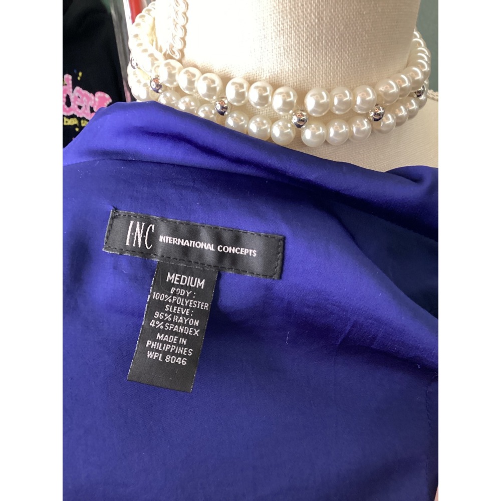 INC‎ International Concepts Jacket Blue Mixed Media Zip Blouse - Picture 6 of 6
